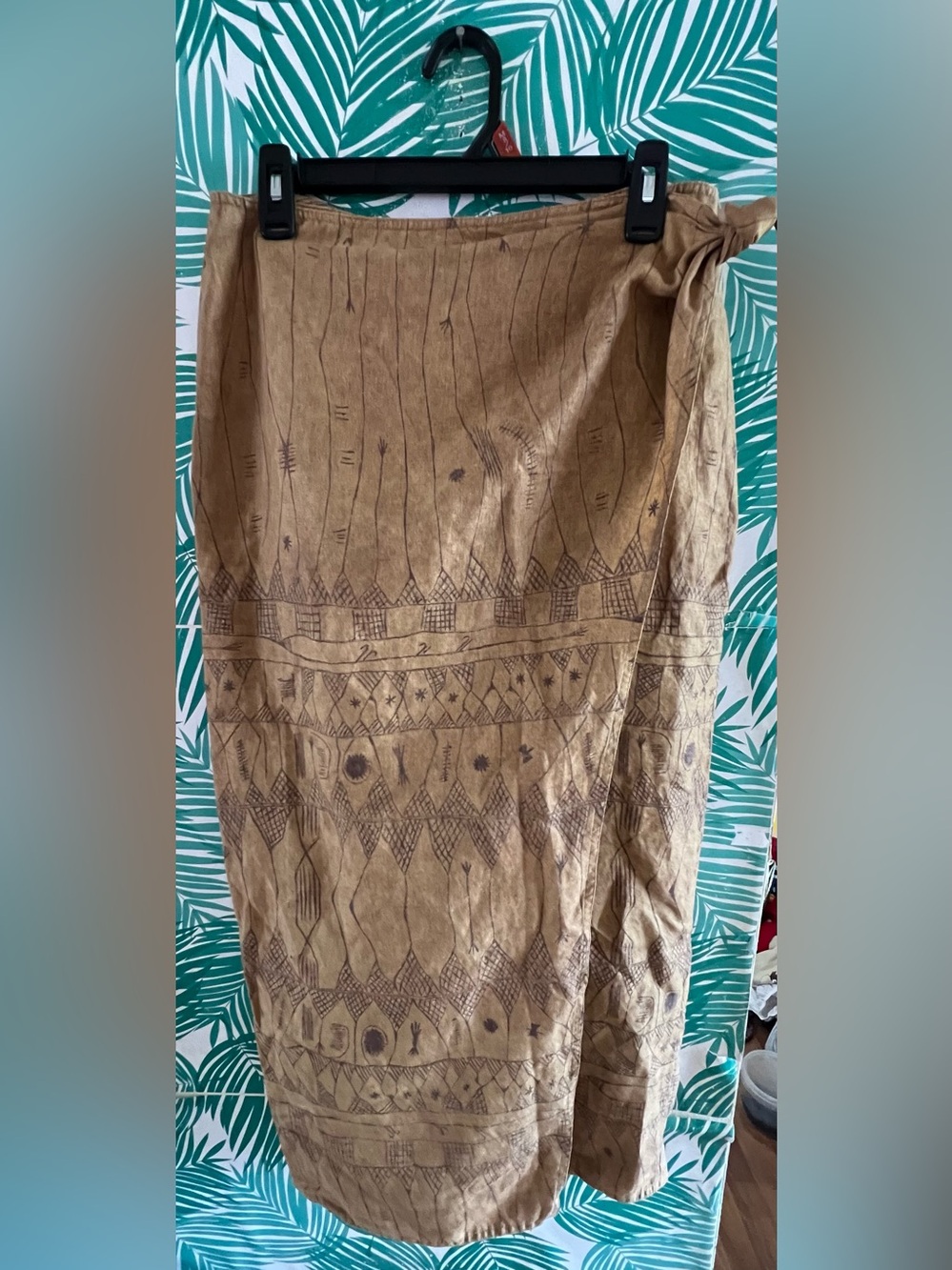 Ralph Lauren Tan Patterned Midi Skirt